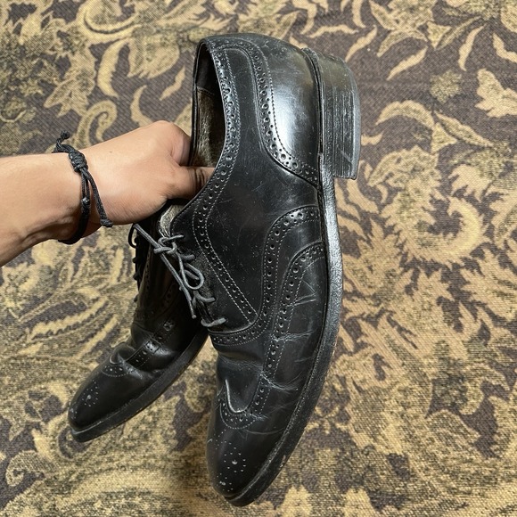 Vintage All Leather Wingtip Oxford Dress Shoes Mens Size 9 Comfort Plus Soles - Picture 5 of 10